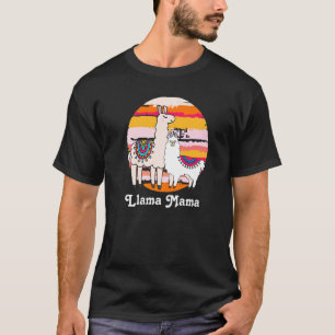 Mum Mama Llama Birthday Cute Animal Retro 2 T-Shirt