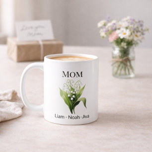Mum May Birth Flower with Kids Names Coffee Mug