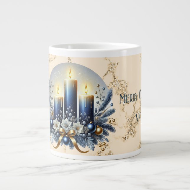 Mum Merry Christmas Blue Candles Speciality Mug (Front)