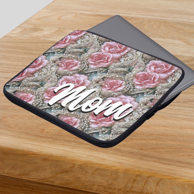 Mum Metallic Roses and Pearls Laptop Sleeve (Creator Uploaded)