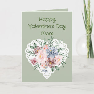 Mum Mixed Floral  Garden Flower Valentine Poem Holiday Card