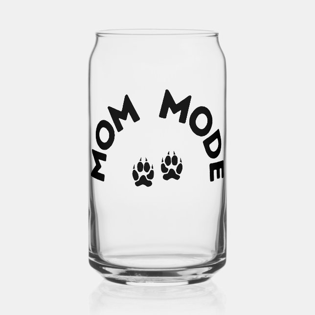 Mum Mode Glass with Paw Print Design (Front)