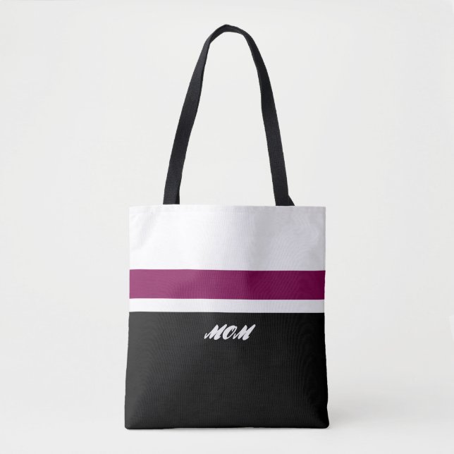 Mum Modern Striped Tote Bag (Front)