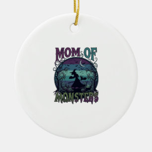 Mum Monsters Halloween Witch Moon Pumpkins Graveya Ceramic Ornament