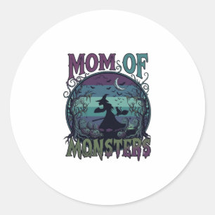 Mum Monsters Halloween Witch Moon Pumpkins Graveya Classic Round Sticker