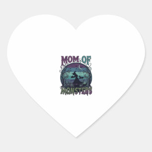 Mum Monsters Halloween Witch Moon Pumpkins Graveya Heart Sticker