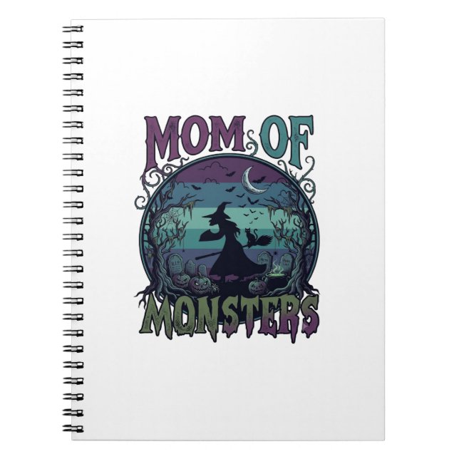 Mum Monsters Halloween Witch Moon Pumpkins Graveya Notebook (Front)