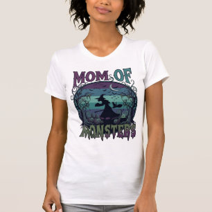 Mum Monsters Halloween Witch Moon Pumpkins Graveya T-Shirt