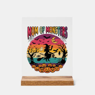 Mum Monsters Halloween Witch Pumpkins Bats_1 Acrylic Sign
