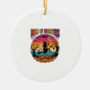 Mum Monsters Halloween Witch Pumpkins Bats_1 Ceramic Ornament