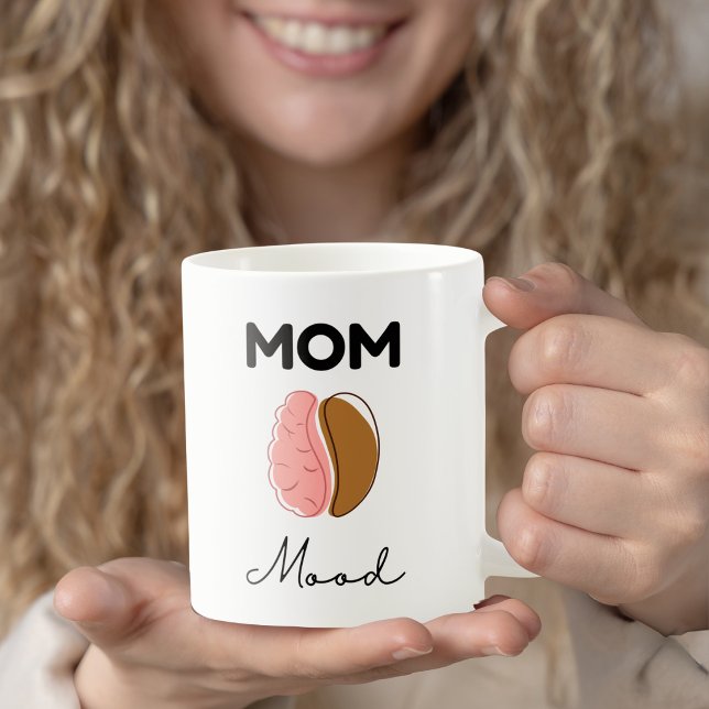 Mum Mood Coffee Brain Minimalist Design Mug (Creator Uploaded)