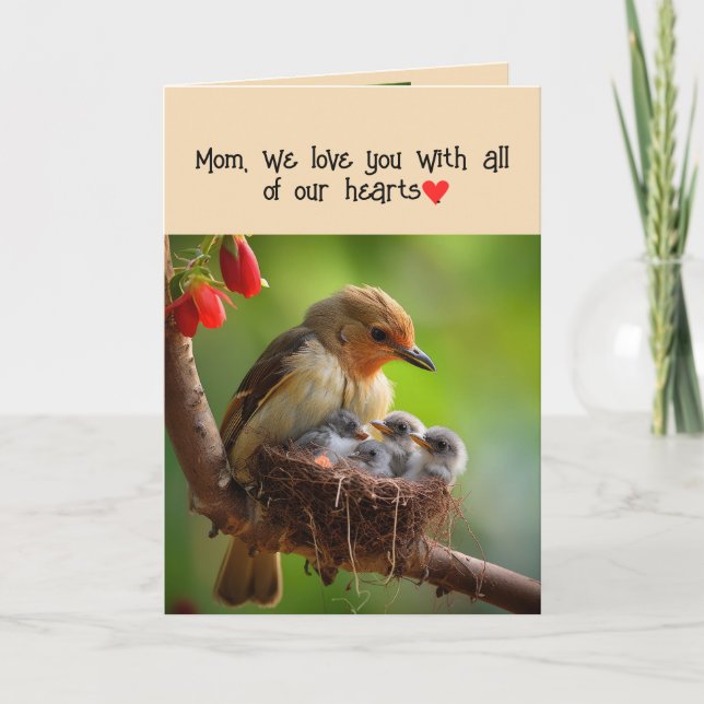 Mum Mother Happy Mother's Day  Lovebirds Bird Art Holiday Card (Front)