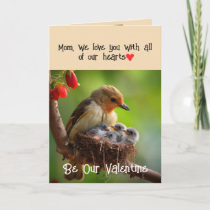 Mum Mother Valentine Love Lovebirds Bird Art Holiday Card