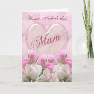 Mum Mother's Day Card With Pink Roses