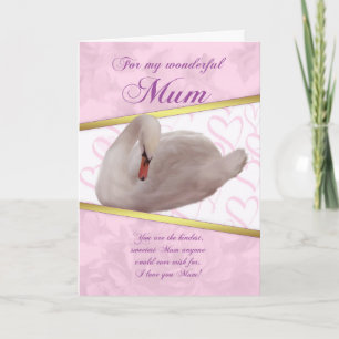 Mum Mother's Day Card With Swan