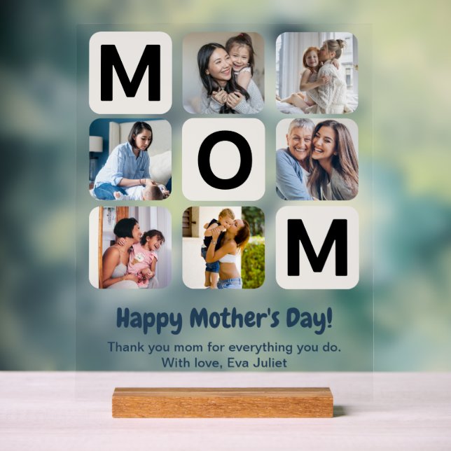 Mum Mother's Day Photo Collage Acrylic Sign (Neutral)
