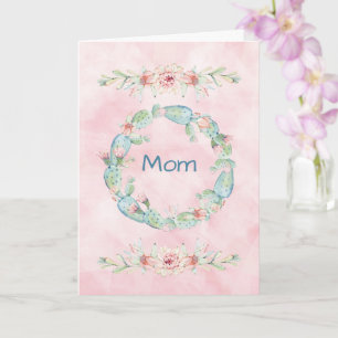 Mum Mother's Day  Watercolor Cactus Card