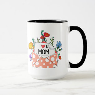 Mum Mug Gift, I Love You Mum Floral Design Mug