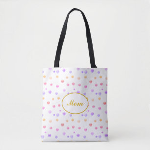 Mum Multicolored Polka Dotted Tote Bag