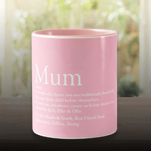 Mum Mum Definition Quote Fun Pink Two-Tone Coffee Mug