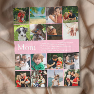 Mum Mum Mama Definition 16 Photo Collage Pink Fleece Blanket