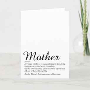 Mum, Mum, Mother Definition World's Best Ever Card