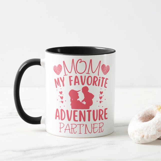 Mum My Favourite Adventure Partner Funny Quote Mug (With Donut)