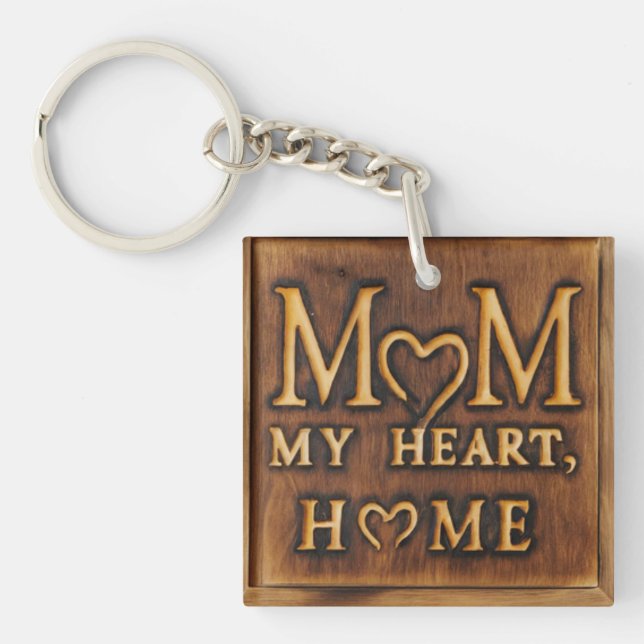 Mum: My Heart, My Home Key Ring (Front)