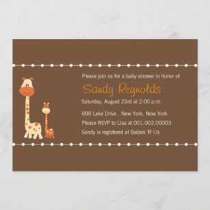 Mum n Baby Giraffe -  Brown Baby Shower invites