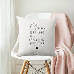 Mum Nana EST Throw Pillow | Personalised Gift<br><div class="desc">Celebrate the beautiful bond between generations with this custom “Mum EST” and “Nana EST” throw pillow. Designed with an elegant minimalist style, it’s the perfect personalised gift for Mother’s Day, Grandparent’s Day, baby announcements, or just to say "I love you." Customise the names and established years to mark a meaningful...</div>