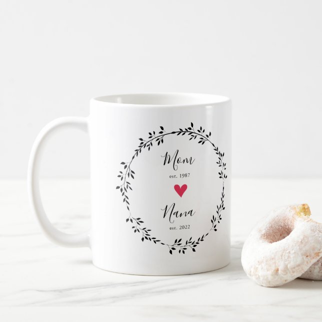 Mum | Nana Year Est. Heart Coffee Mug (With Donut)