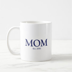 Mum navy blue white custom established date cute coffee mug