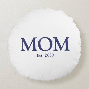 Mum navy blue white custom established date cute round cushion