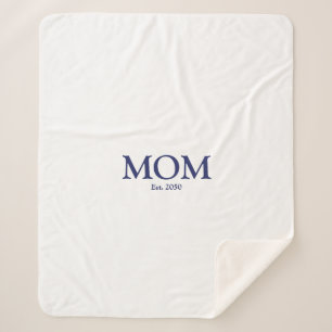 Mum navy blue white custom established date cute sherpa blanket