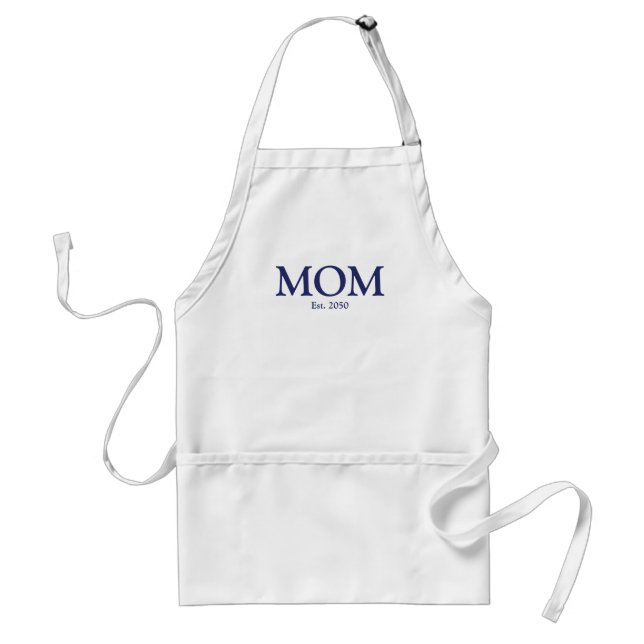 Mum navy blue white custom established date cute standard apron (Front)