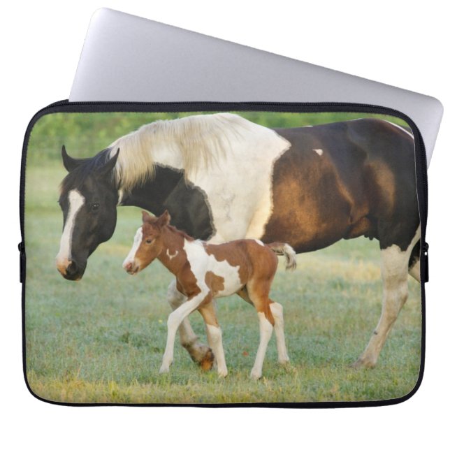 Mum & Newborn Paint Filly Laptop Sleeve (Front)