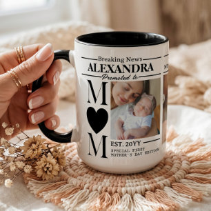 Mum Newspaper Photo Collage First Mother's Day Mug
