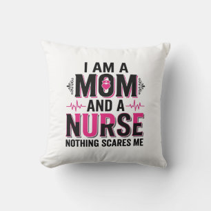 Mum Nurse Nothing Scares Me Vintage Engraving Desi Cushion