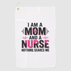 Mum Nurse Nothing Scares Me Vintage Engraving Desi Golf Towel