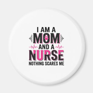 Mum Nurse Nothing Scares Me Vintage Engraving Desi Magnet