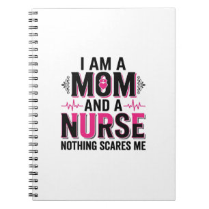 Mum Nurse Nothing Scares Me Vintage Engraving Desi Notebook