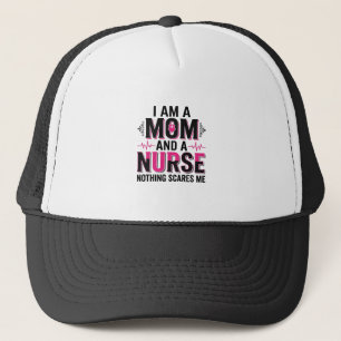 Mum Nurse Nothing Scares Me Vintage Engraving Desi Trucker Hat
