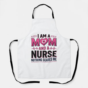 Mum Nurse Nothing Scares Me Vintage Engraving Shir Apron