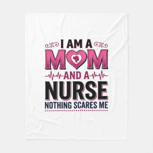 Mum Nurse Nothing Scares Me Vintage Engraving Shir Fleece Blanket
