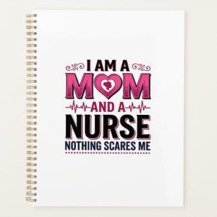 Mum Nurse Nothing Scares Me Vintage Engraving Shir Planner