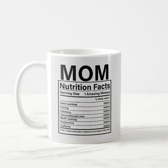 Mum Nutrition Facts Custom Coffee Mug (Left)