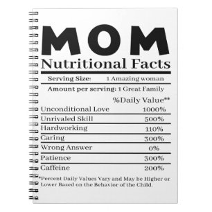Mum Nutritional Facts Notebook