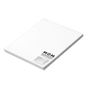 Mum Nutritional Facts Notepad