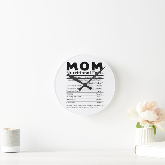 Mum Nutritional Facts Round Clock (Home)