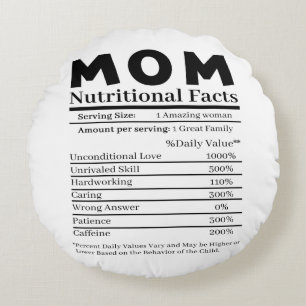 Mum Nutritional Facts Round Cushion